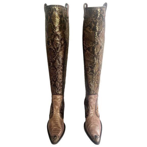 Giuseppe Zanotti Vintage Snakeskin Leather Western Thigh-High Boots – Size 8 - Picture 2 of 8